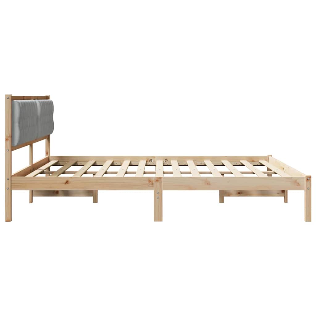 Sengestel med hovedgærde Lysegrå 200 x 200 cm Massiv fyrretræ