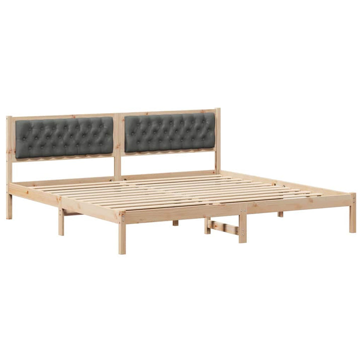 Sengestel med hovedgærde Mørkegrå 200 x 200 cm Massiv fyrretræ