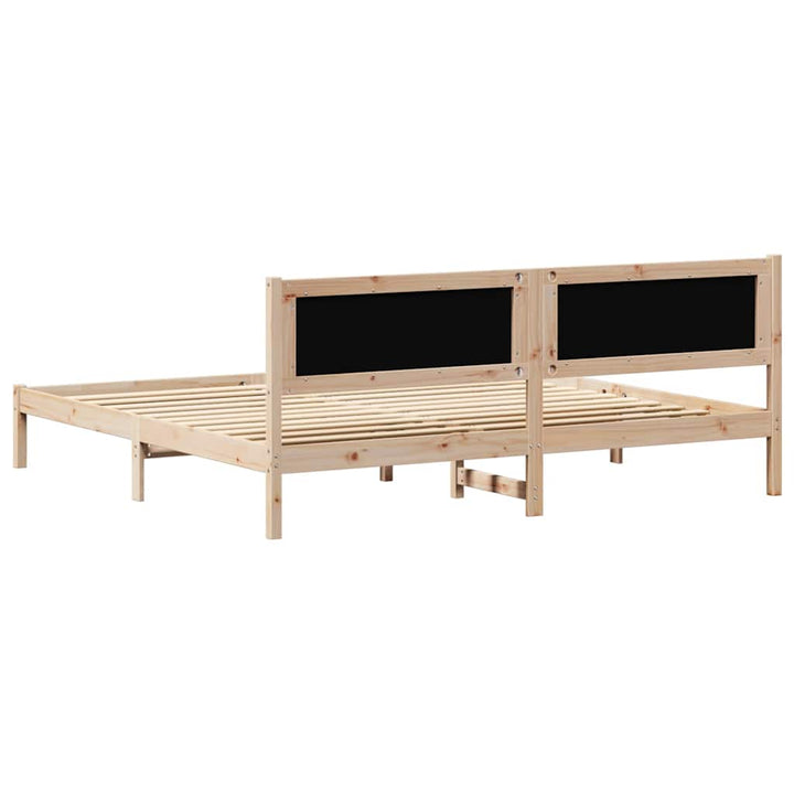 Sengestel med hovedgærde Mørkegrå 200 x 200 cm Massiv fyrretræ