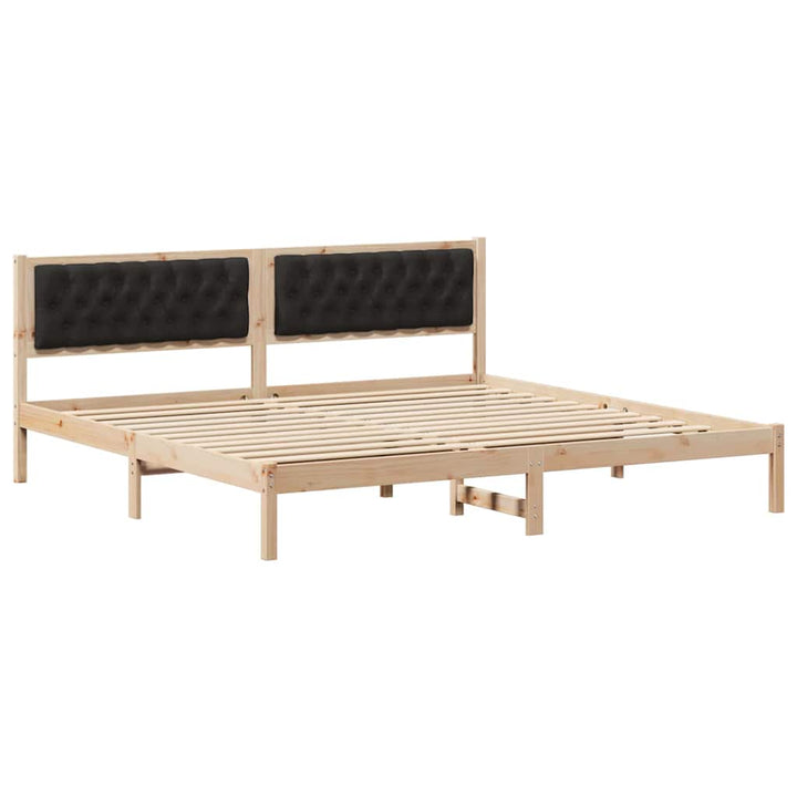 Sengestel med hovedgærde Sort 200 x 200 cm Massiv fyrretræ