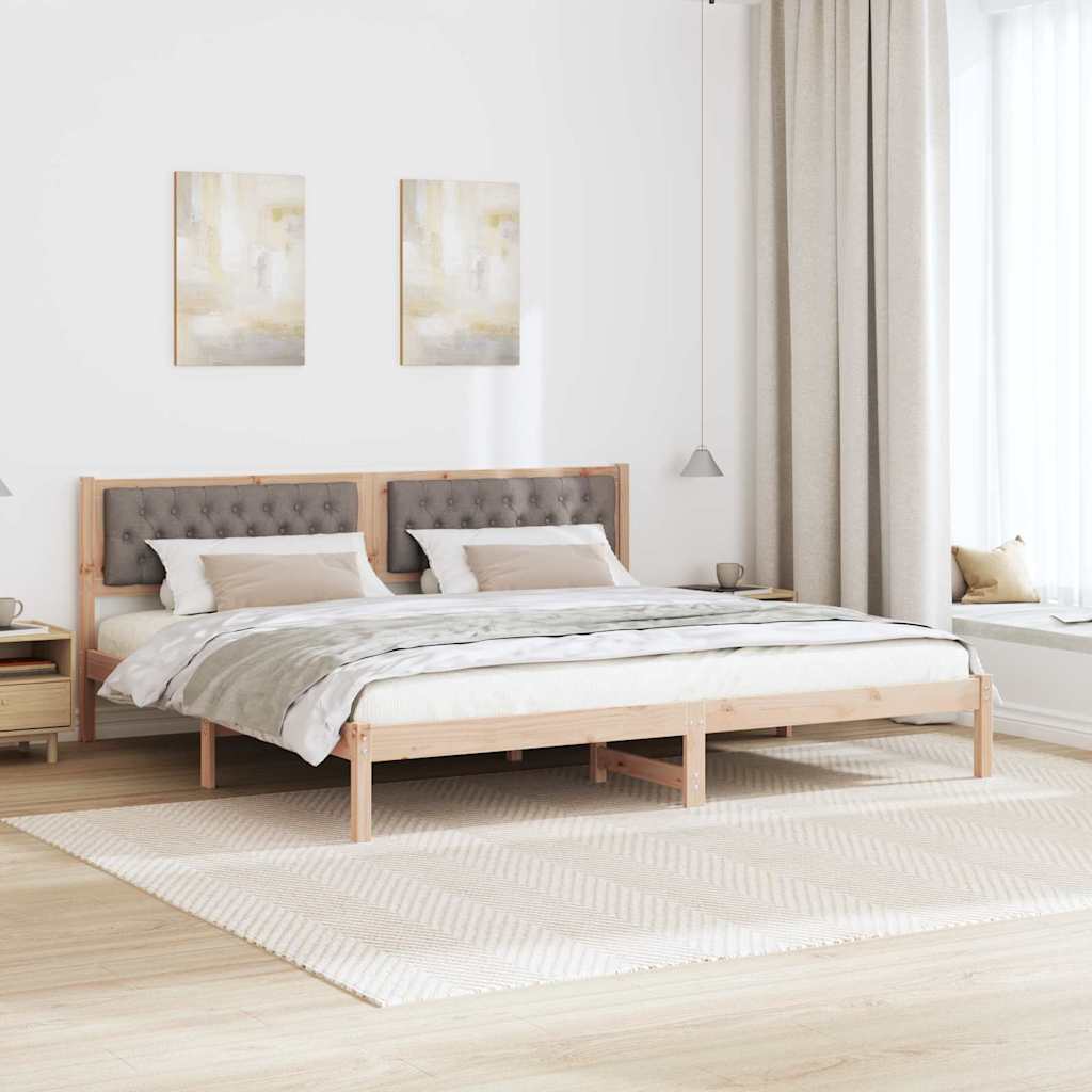Sengestel med hovedgærde Gråbrun 200 x 200 cm Massiv fyrretræ