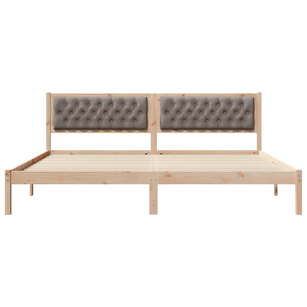 Sengestel med hovedgærde Gråbrun 200 x 200 cm Massiv fyrretræ