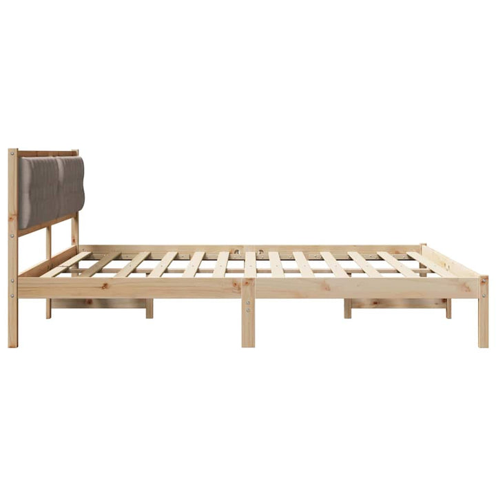 Sengestel med hovedgærde Gråbrun 200 x 200 cm Massiv fyrretræ
