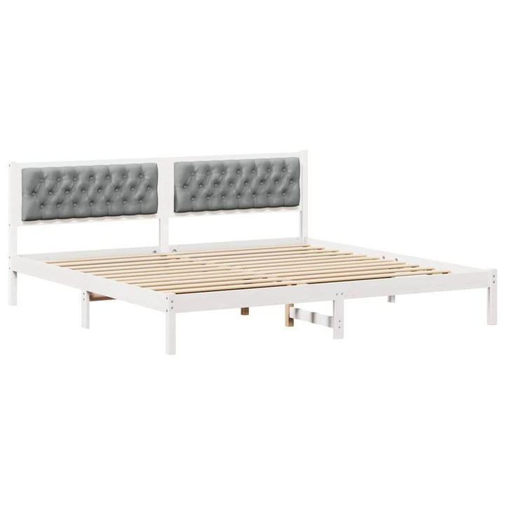 Sengestel med hovedgærde Lysegrå 200 x 200 cm Massiv fyrretræ