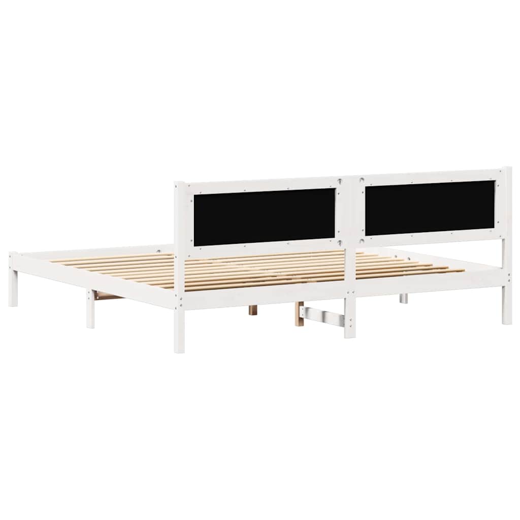 Sengestel med hovedgærde Lysegrå 200 x 200 cm Massiv fyrretræ