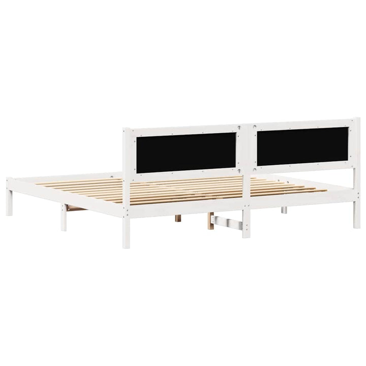 Sengestel med hovedgærde Lysegrå 200 x 200 cm Massiv fyrretræ