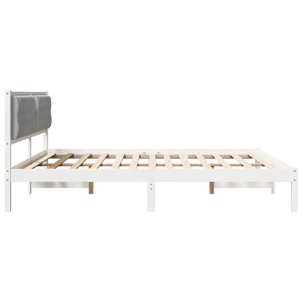 Sengestel med hovedgærde Lysegrå 200 x 200 cm Massiv fyrretræ