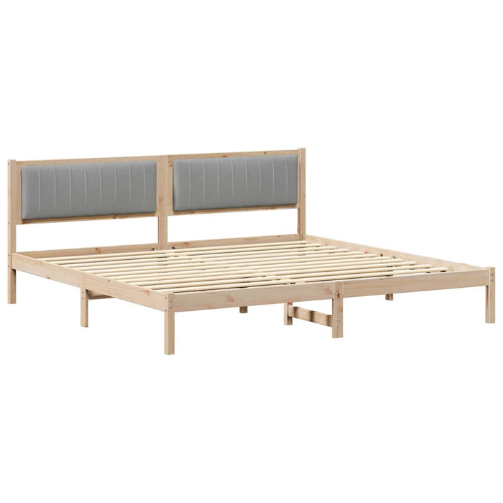 Sengestel med hovedgærde Lysegrå 200 x 200 cm Massiv fyrretræ