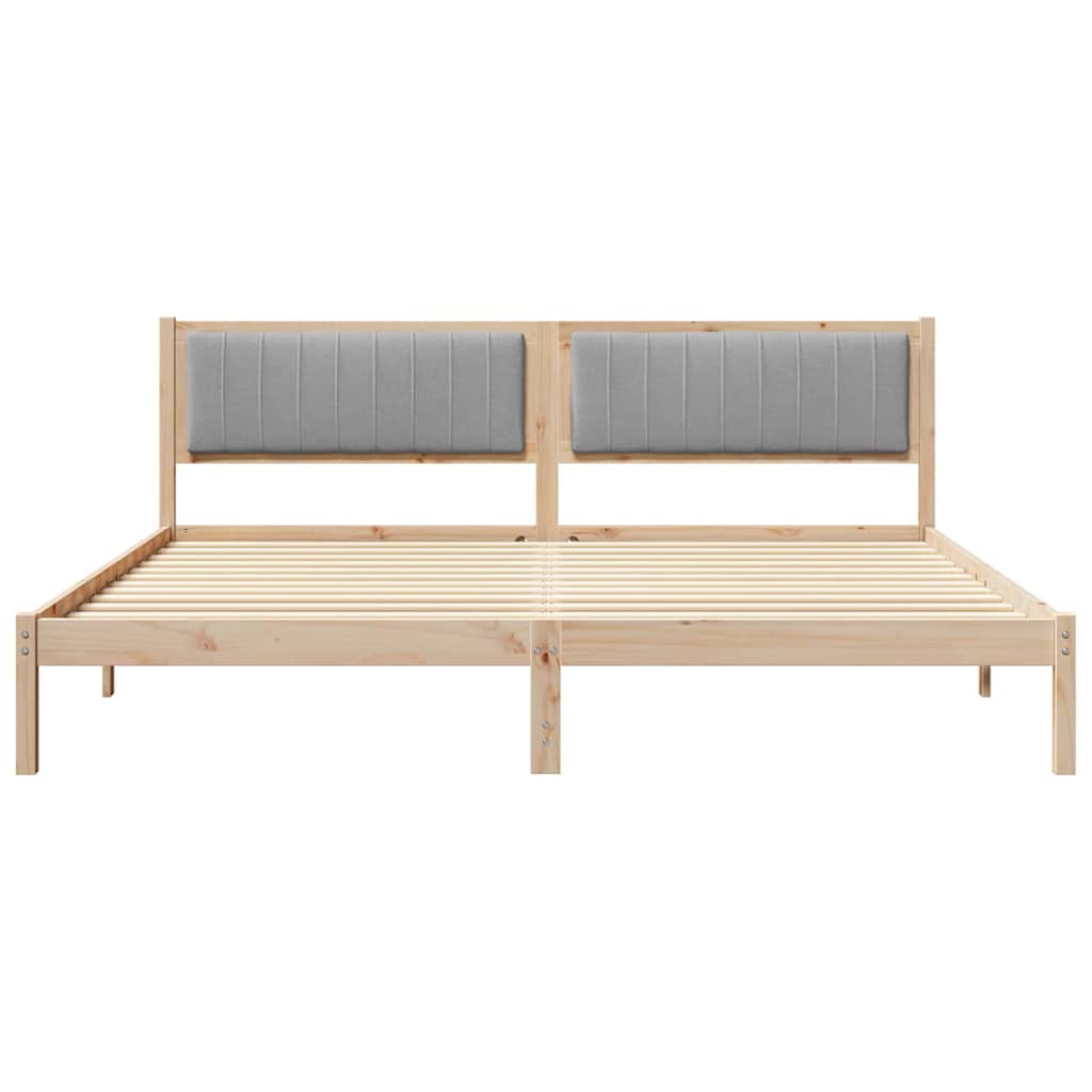 Sengestel med hovedgærde Lysegrå 200 x 200 cm Massiv fyrretræ