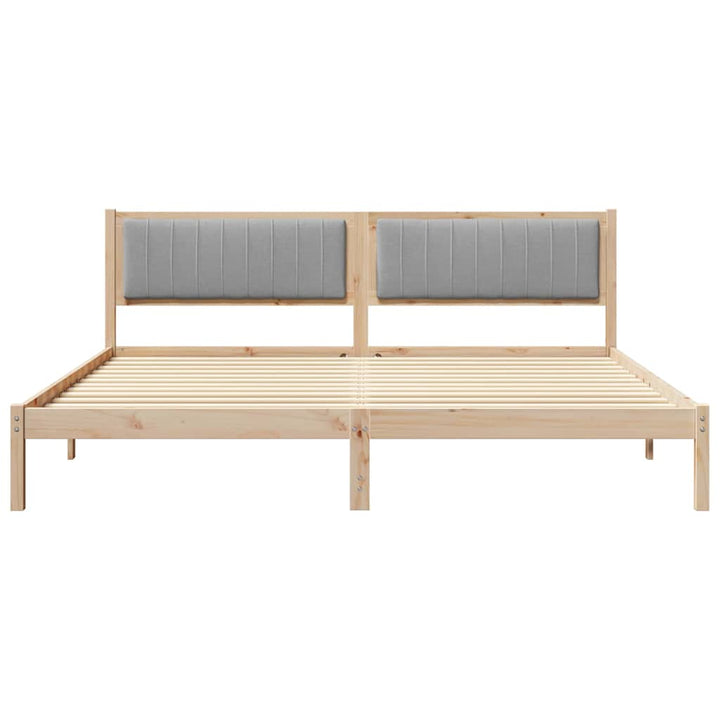Sengestel med hovedgærde Lysegrå 200 x 200 cm Massiv fyrretræ