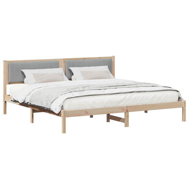 Sengestel med hovedgærde Lysegrå 200 x 200 cm Massiv fyrretræ