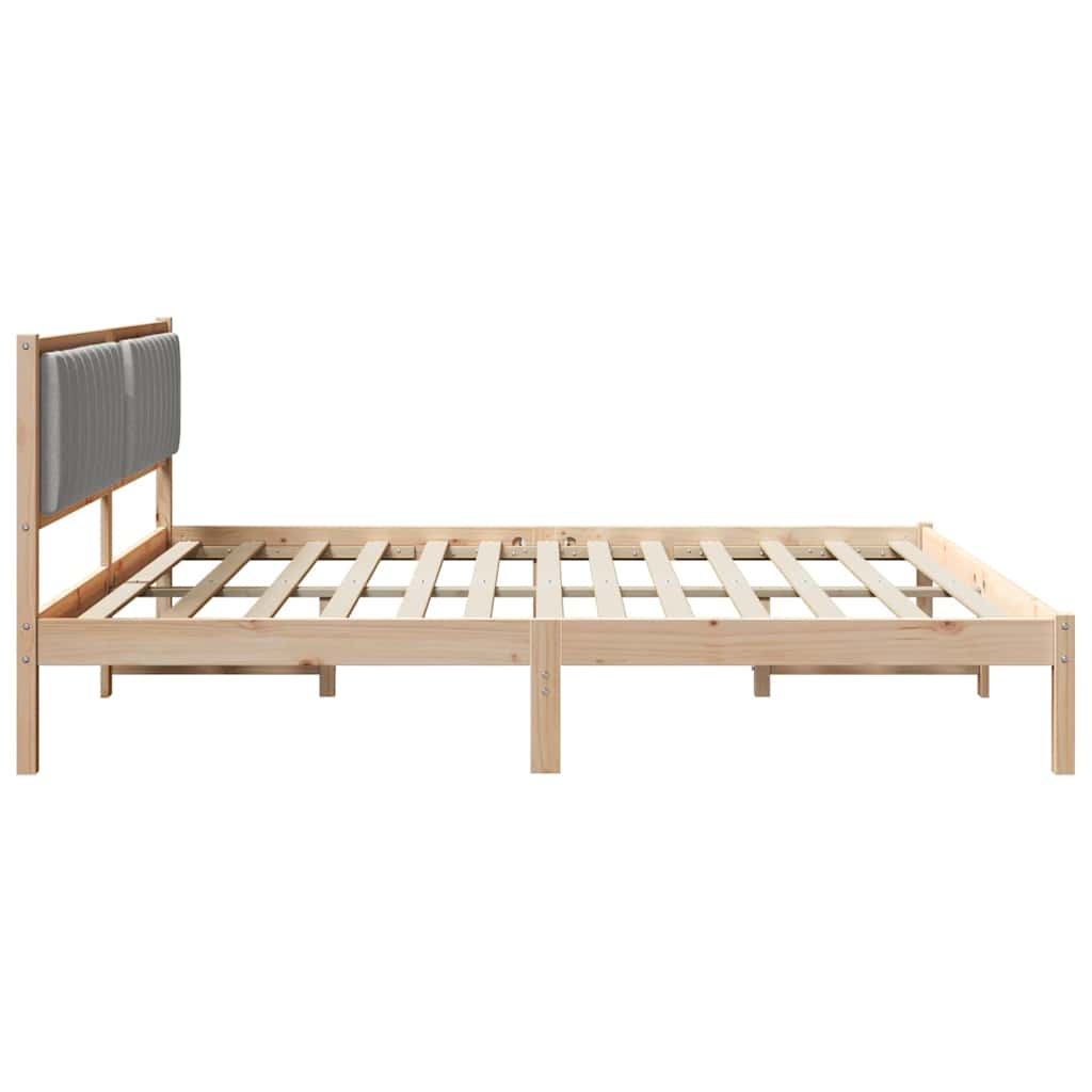 Sengestel med hovedgærde Lysegrå 200 x 200 cm Massiv fyrretræ