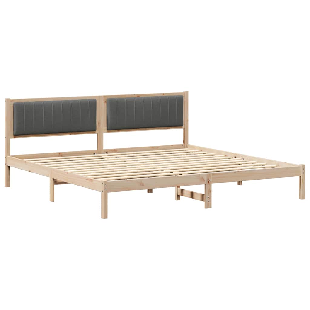 Sengestel med hovedgærde Mørkegrå 200 x 200 cm Massiv fyrretræ