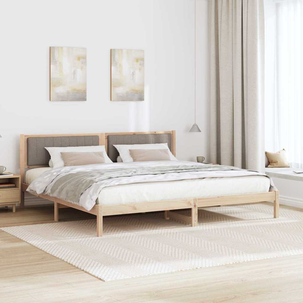 Sengestel med hovedgærde Gråbrun 200 x 200 cm Massiv fyrretræ