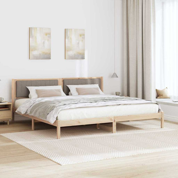 Sengestel med hovedgærde Gråbrun 200 x 200 cm Massiv fyrretræ
