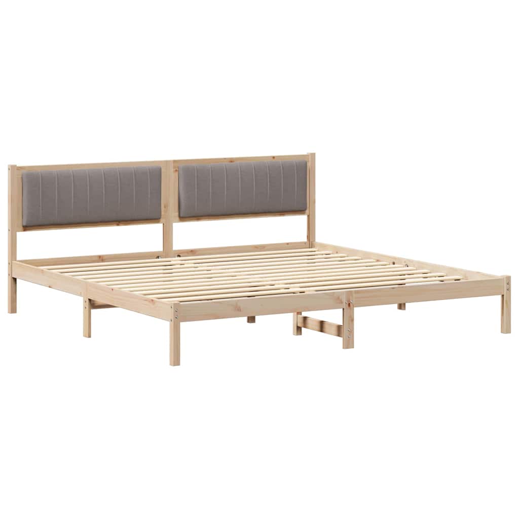 Sengestel med hovedgærde Gråbrun 200 x 200 cm Massiv fyrretræ