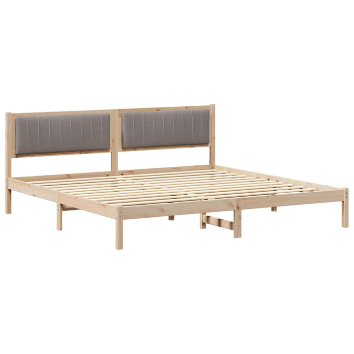 Sengestel med hovedgærde Gråbrun 200 x 200 cm Massiv fyrretræ