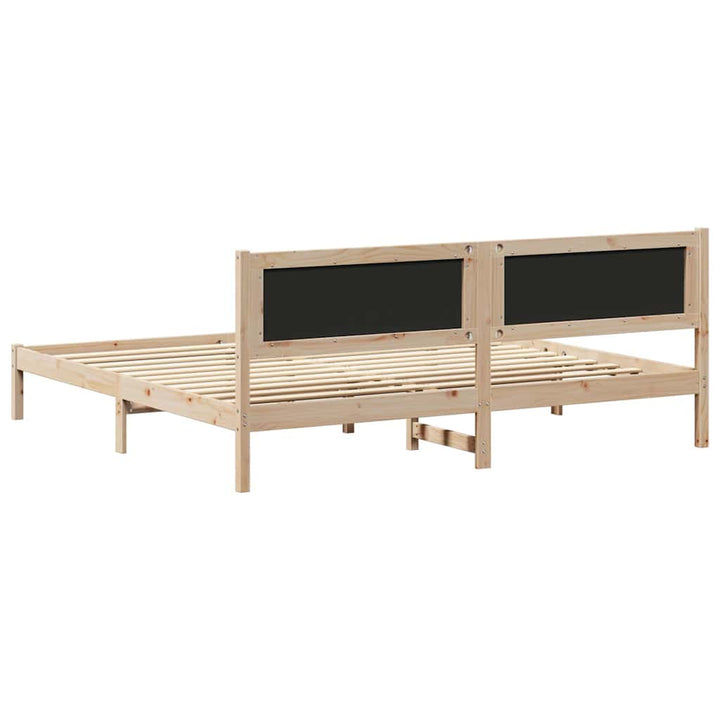Sengestel med hovedgærde Gråbrun 200 x 200 cm Massiv fyrretræ