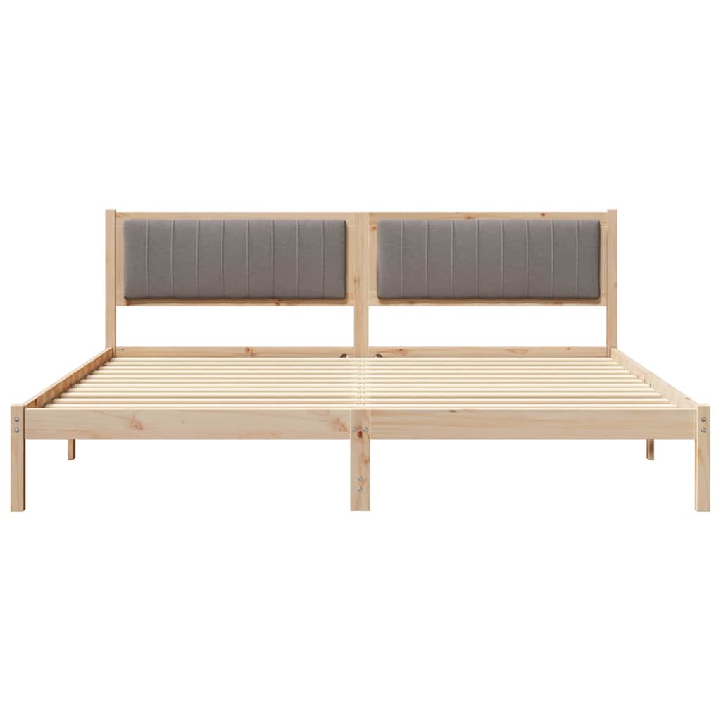 Sengestel med hovedgærde Gråbrun 200 x 200 cm Massiv fyrretræ
