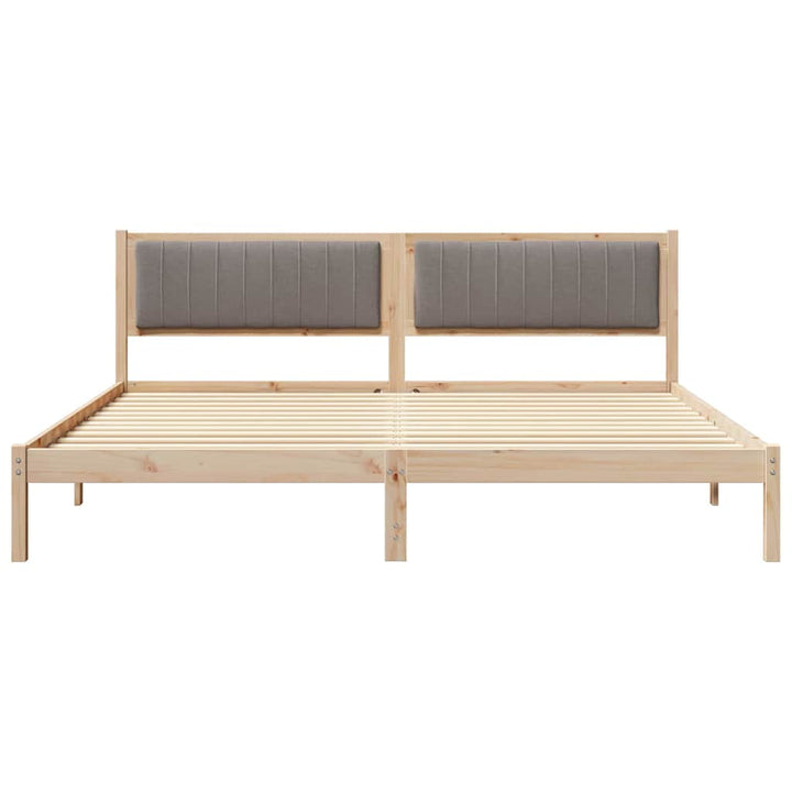 Sengestel med hovedgærde Gråbrun 200 x 200 cm Massiv fyrretræ