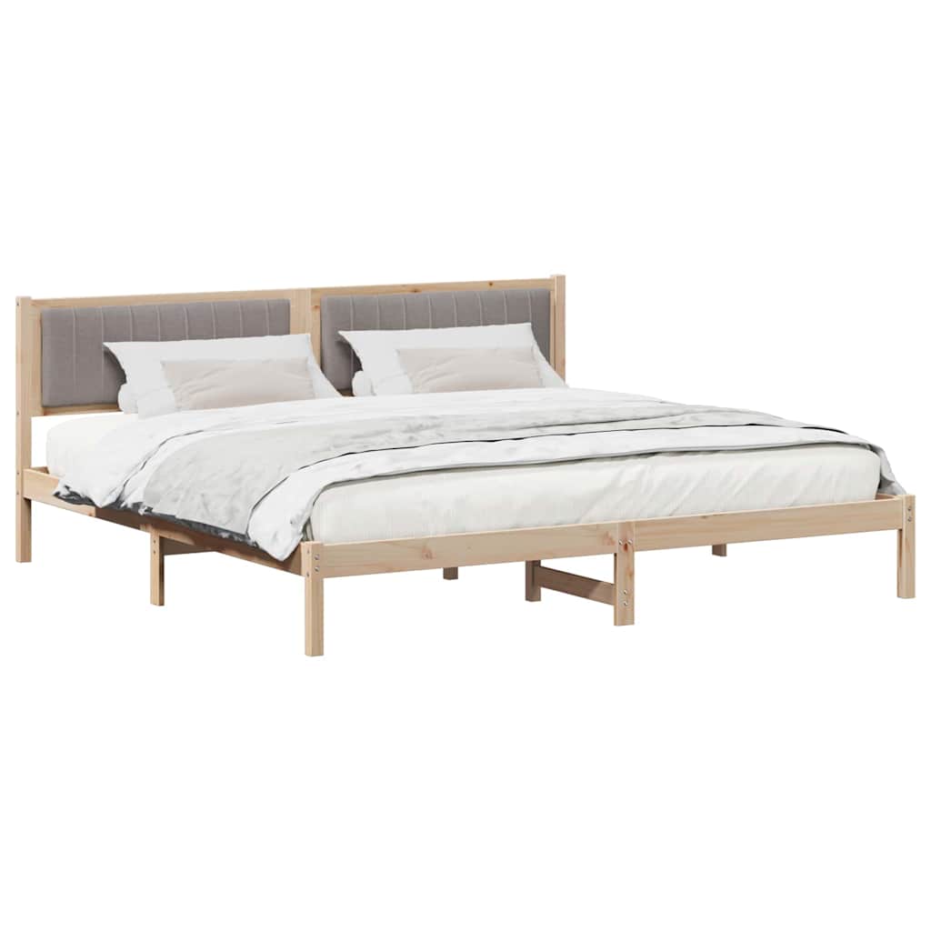 Sengestel med hovedgærde Gråbrun 200 x 200 cm Massiv fyrretræ