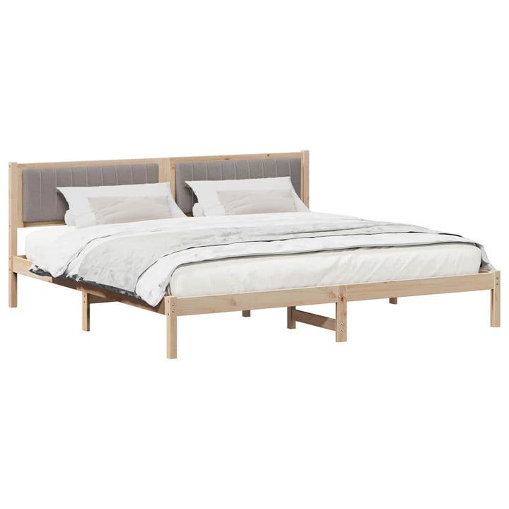 Sengestel med hovedgærde Gråbrun 200 x 200 cm Massiv fyrretræ