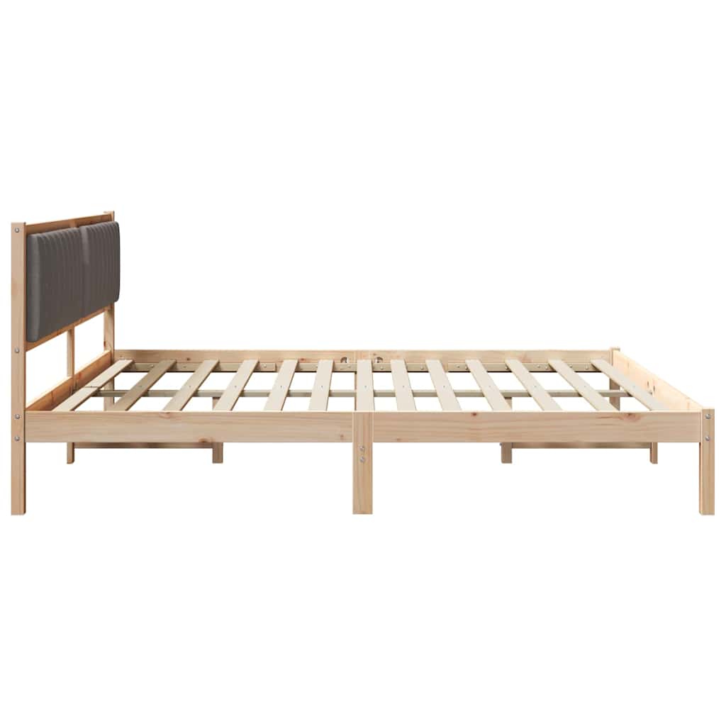 Sengestel med hovedgærde Gråbrun 200 x 200 cm Massiv fyrretræ