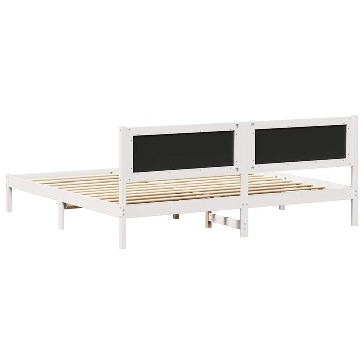 Sengestel med hovedgærde Lysegrå 200 x 200 cm Massiv fyrretræ