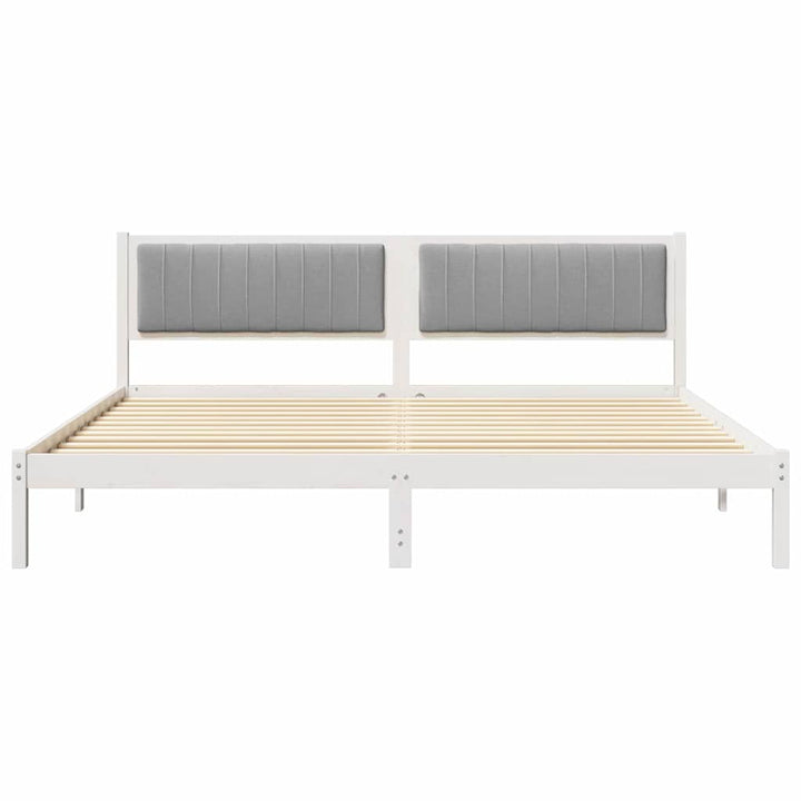 Sengestel med hovedgærde Lysegrå 200 x 200 cm Massiv fyrretræ