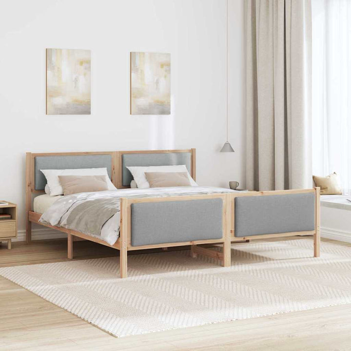 Sengestel med hovedgærde Lysegrå 200 x 200 cm Stof
