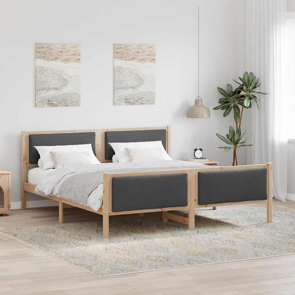 Sengestel med hovedgærde Mørkegrå 200 x 200 cm Stof