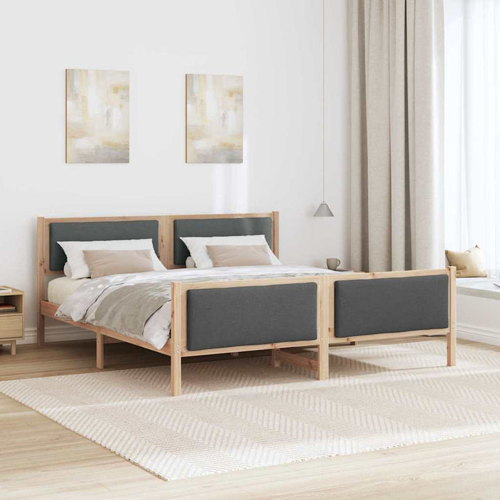 Sengestel med hovedgærde Mørkegrå 200 x 200 cm Stof