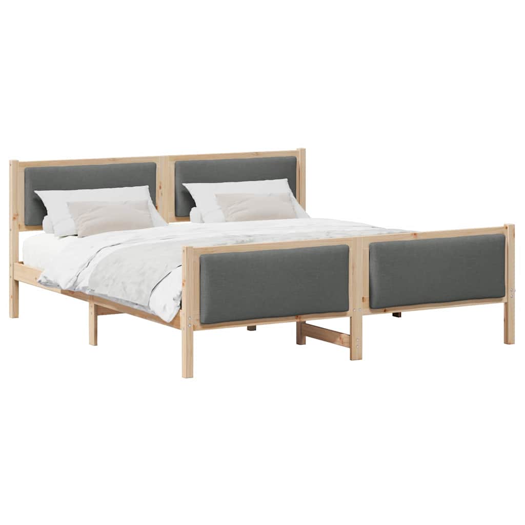 Sengestel med hovedgærde Mørkegrå 200 x 200 cm Stof
