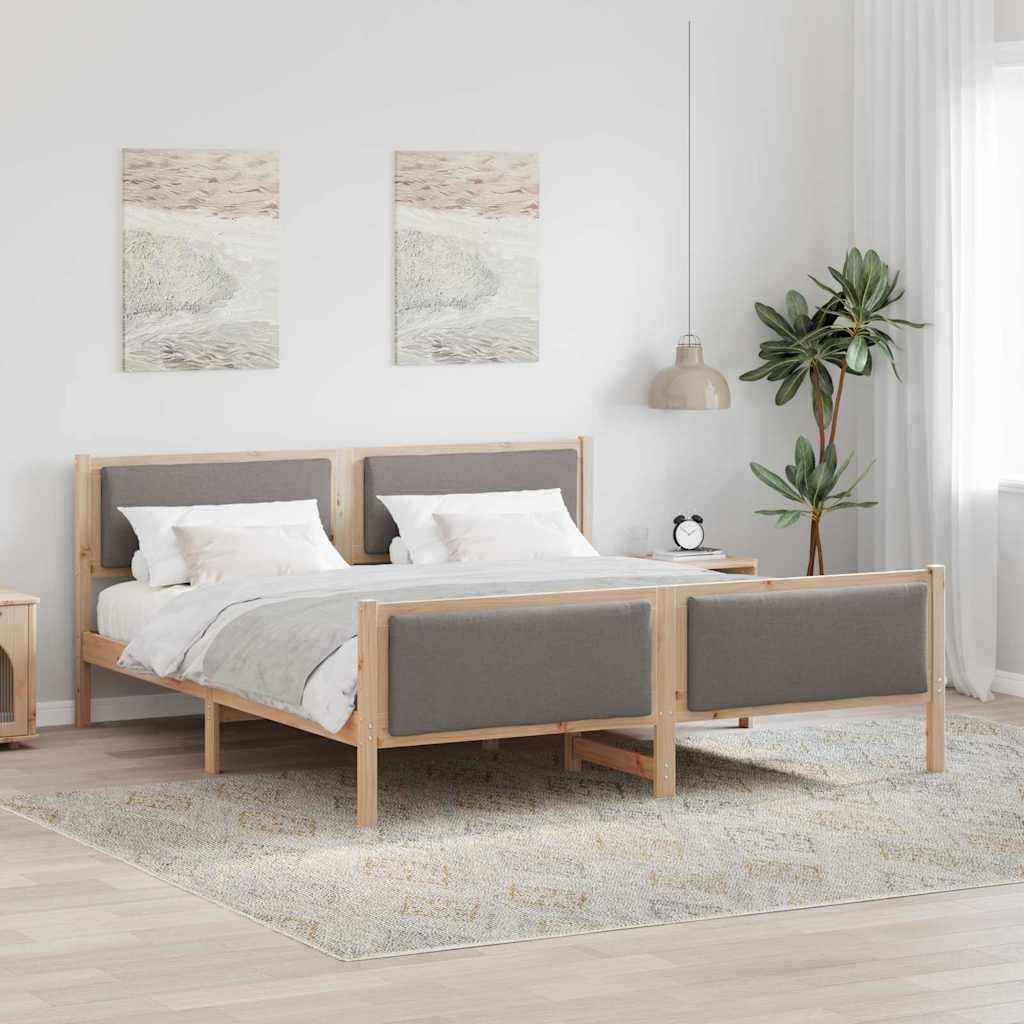Sengestel med hovedgærde Gråbrun 200 x 200 cm Stof