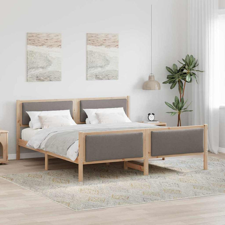 Sengestel med hovedgærde Gråbrun 200 x 200 cm Stof