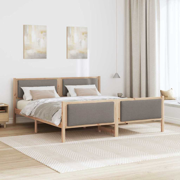Sengestel med hovedgærde Gråbrun 200 x 200 cm Stof