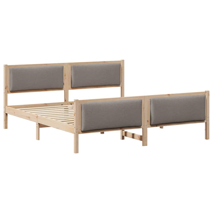 Sengestel med hovedgærde Gråbrun 200 x 200 cm Stof