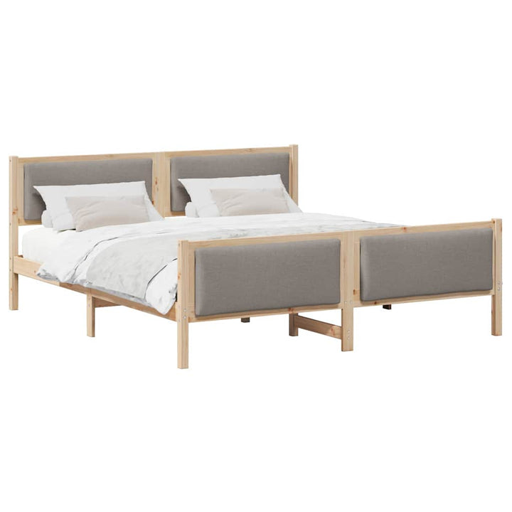 Sengestel med hovedgærde Gråbrun 200 x 200 cm Stof
