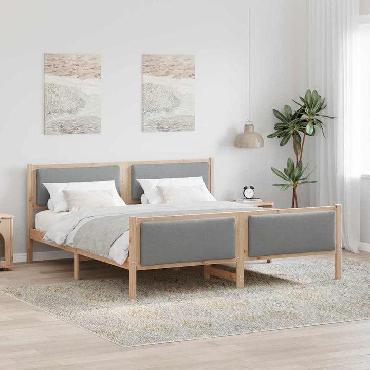 Sengestel med hovedgærde Lysegrå 180 x 200 cm Stof