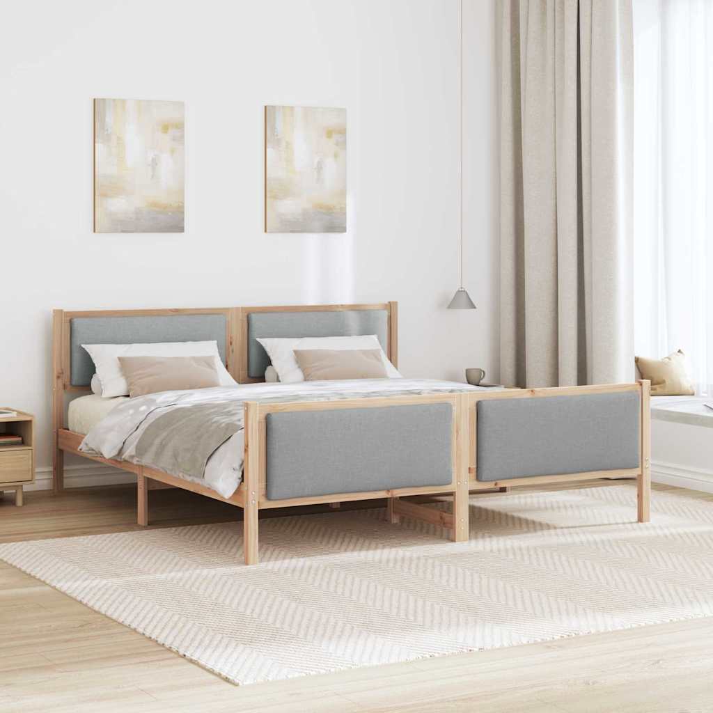 Sengestel med hovedgærde Lysegrå 180 x 200 cm Stof