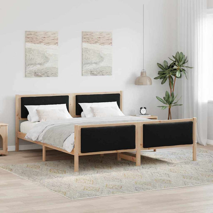 Sengestel med hovedgærde Sort 180 x 200 cm Stof