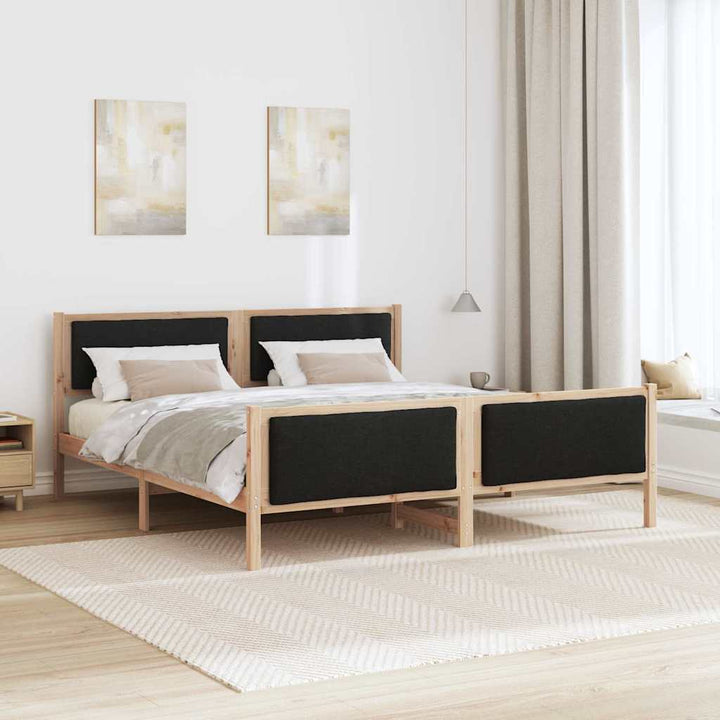 Sengestel med hovedgærde Sort 180 x 200 cm Stof