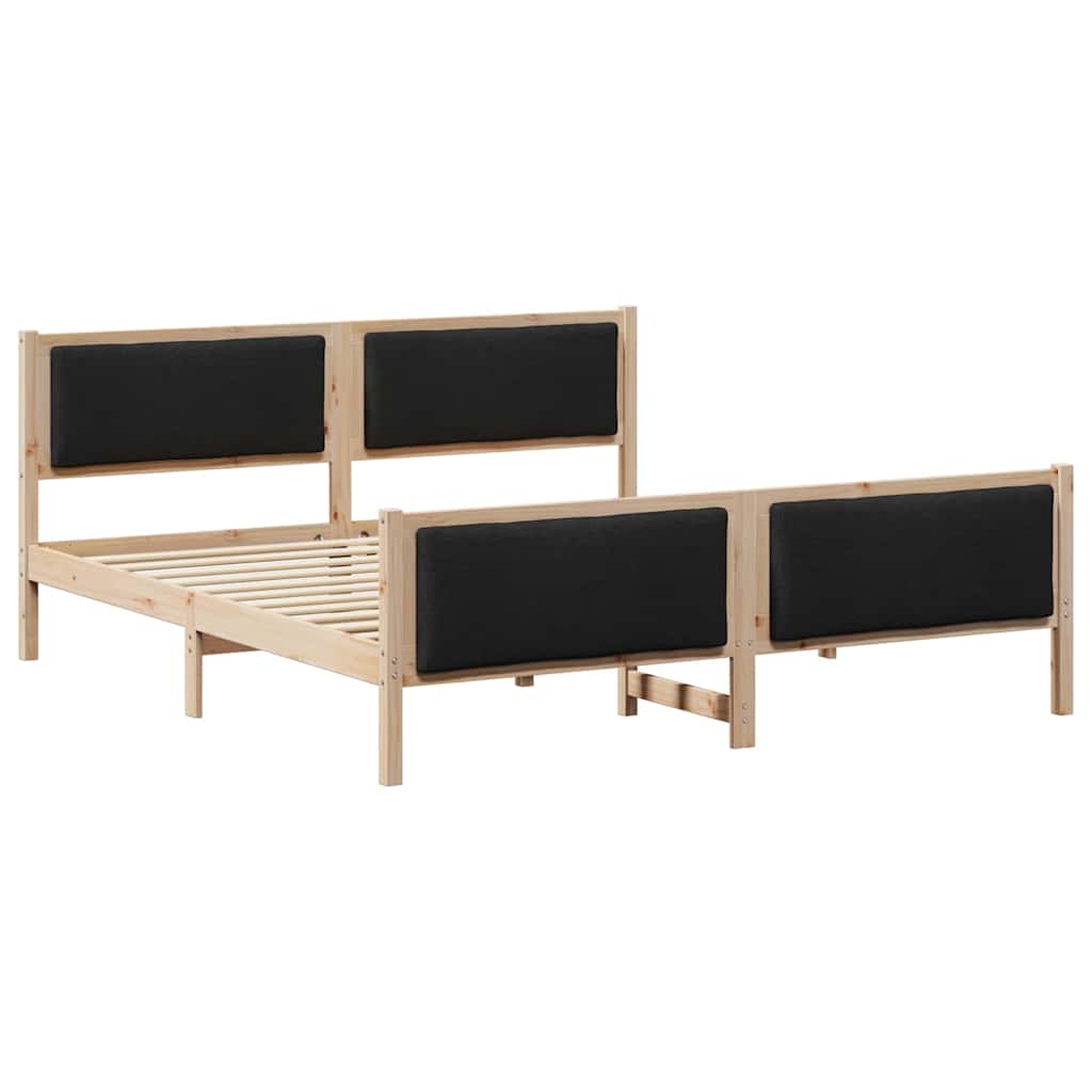 Sengestel med hovedgærde Sort 180 x 200 cm Stof