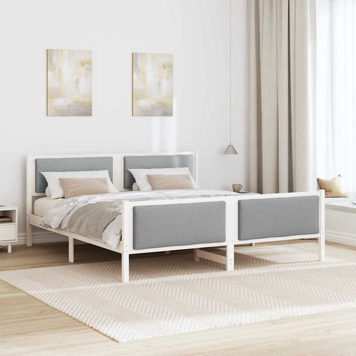 Sengestel med hovedgærde Lysegrå 180 x 200 cm Stof