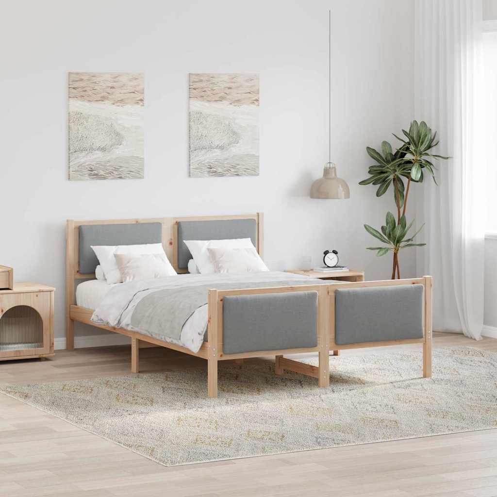 Sengestel med hovedgærde Lysegrå 160 x 200 cm Stof