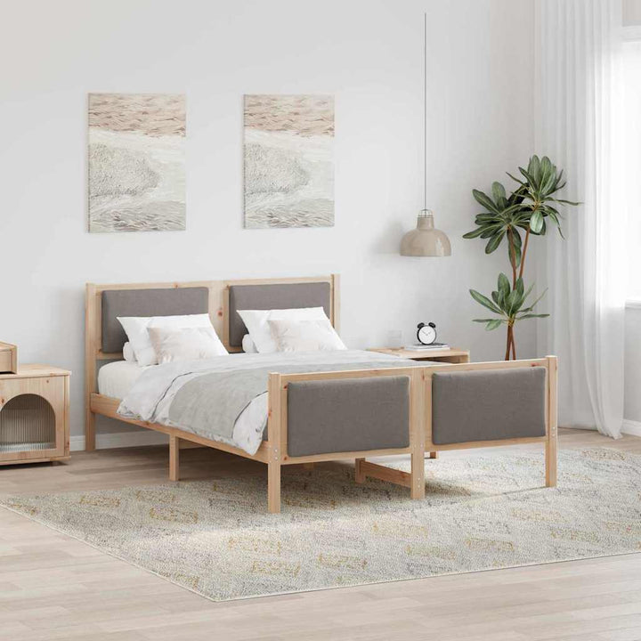 Sengestel med hovedgærde Gråbrun 160 x 200 cm Stof