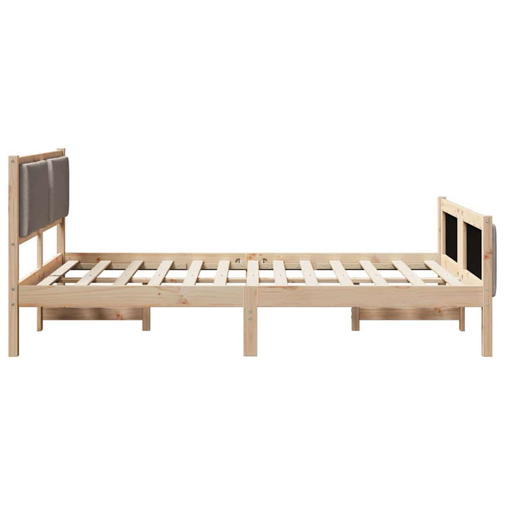 Sengestel med hovedgærde Gråbrun 160 x 200 cm Stof