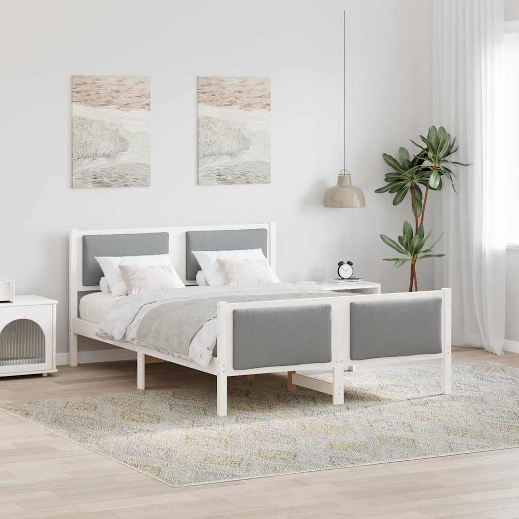 Sengestel med hovedgærde Lysegrå 160 x 200 cm Stof