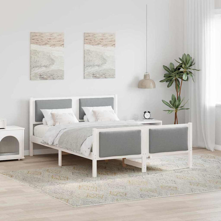 Sengestel med hovedgærde Lysegrå 160 x 200 cm Stof