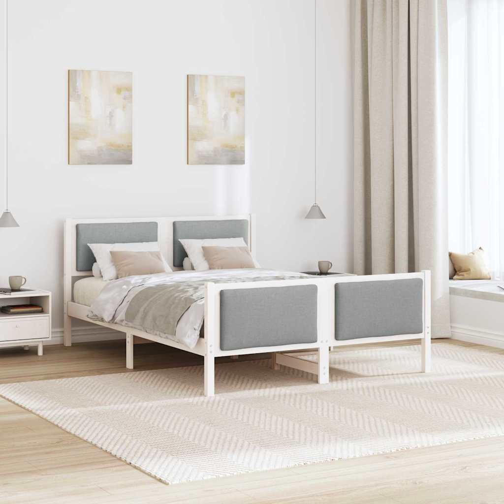 Sengestel med hovedgærde Lysegrå 160 x 200 cm Stof
